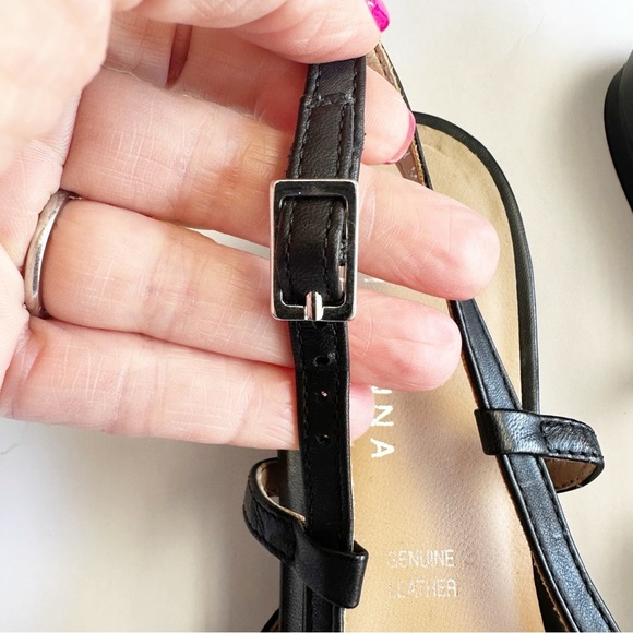 Di Donna Italy Black Leather Pointed-Toe Flats Slingback Minimalist Neutral 40 - Picture 4 of 9